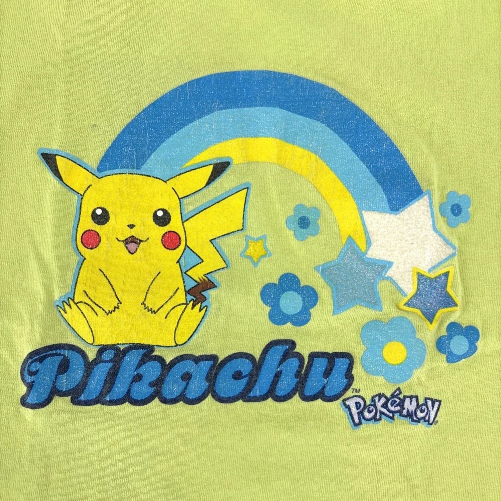 Vintage Y2K Pokemon T-Shirt Youth M Gotta Catch Em All Nintendo Pikachu Green 90